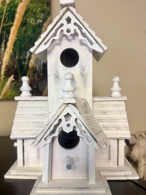White Decorative Wooden Birdhouse by